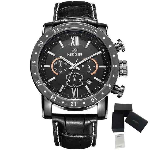 MEGIR Luxury Men's Chronograph Waterproof Quartz Watch - Stainless Steel Business Timepiece