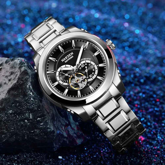NAKZEN Men's Automatic Watch - Luxury Sapphire Mechanical Wristwatch with Waterproof Stainless Steel Design