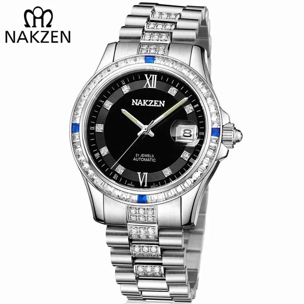 NAKZEN Men's Diamond Watch NH35 Movement Automatic Mechanical Watch