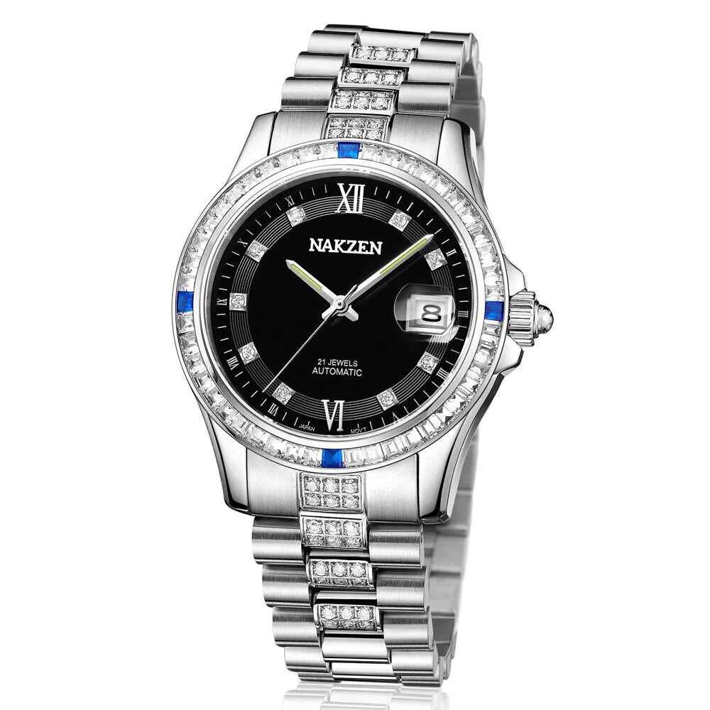 NAKZEN Men's Diamond Watch NH35 Movement Automatic Mechanical Watch