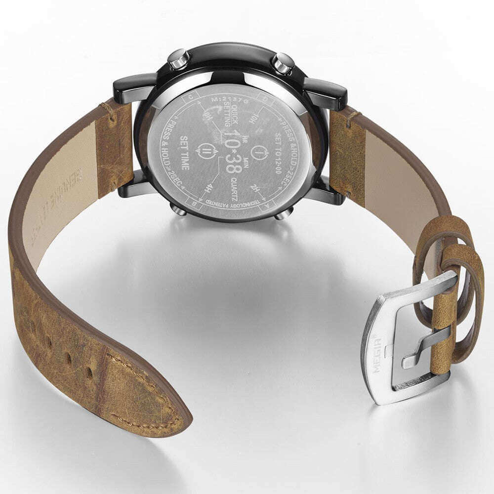 MEGIR Roller Pointer Watches for Men Fashion Luxury Military Sport Watch Leather Strap Quartz Wristwatch Clock Relogio Mascilino-8