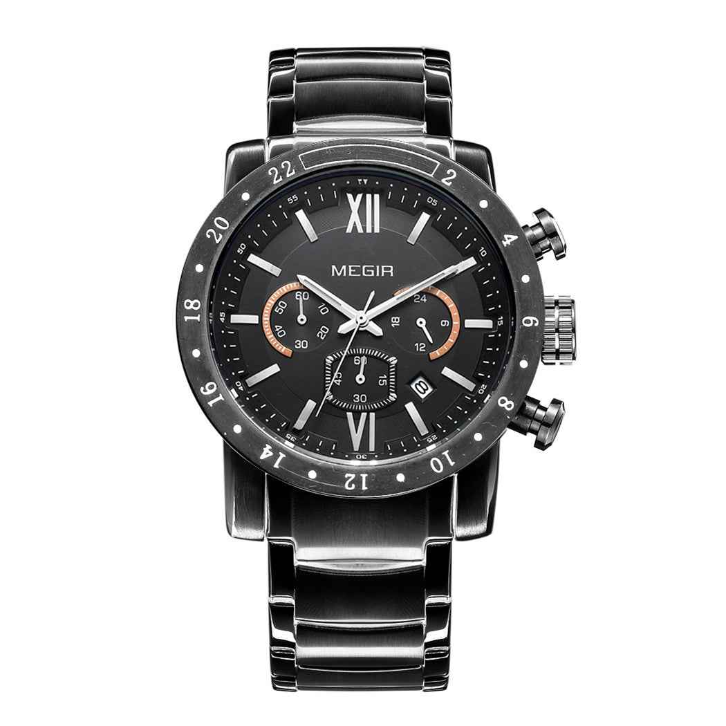 MEGIR Luxury Men's Chronograph Waterproof Quartz Watch - Stainless Steel Business Timepiece