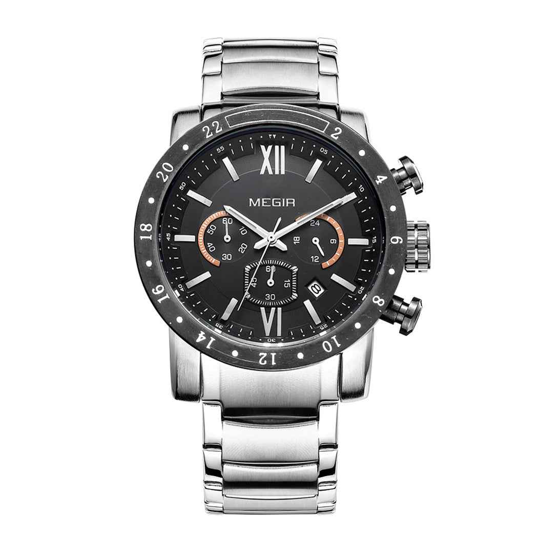 MEGIR Luxury Men's Chronograph Waterproof Quartz Watch - Stainless Steel Business Timepiece
