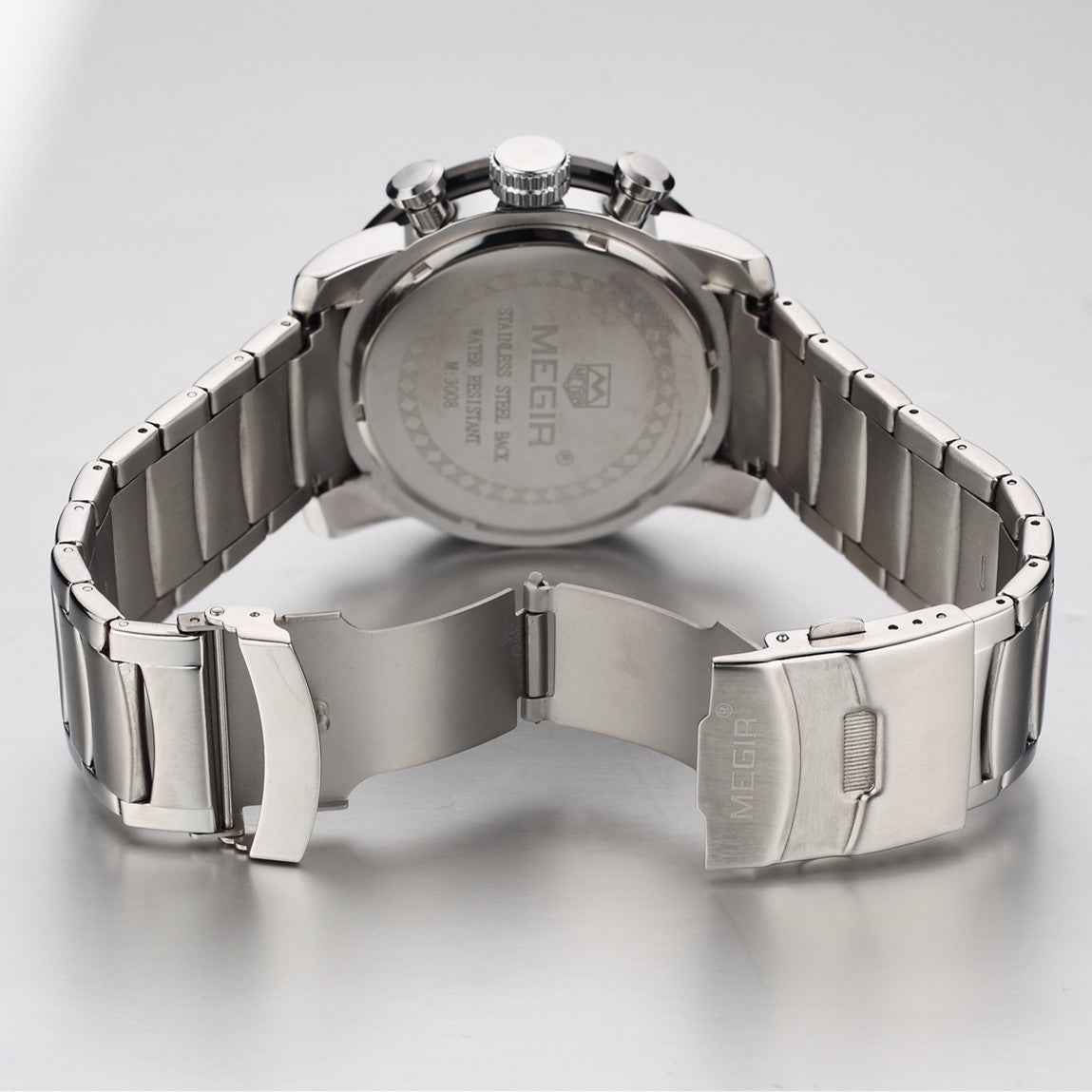 MEGIR Luxury Men's Chronograph Waterproof Quartz Watch - Stainless Steel Business Timepiece