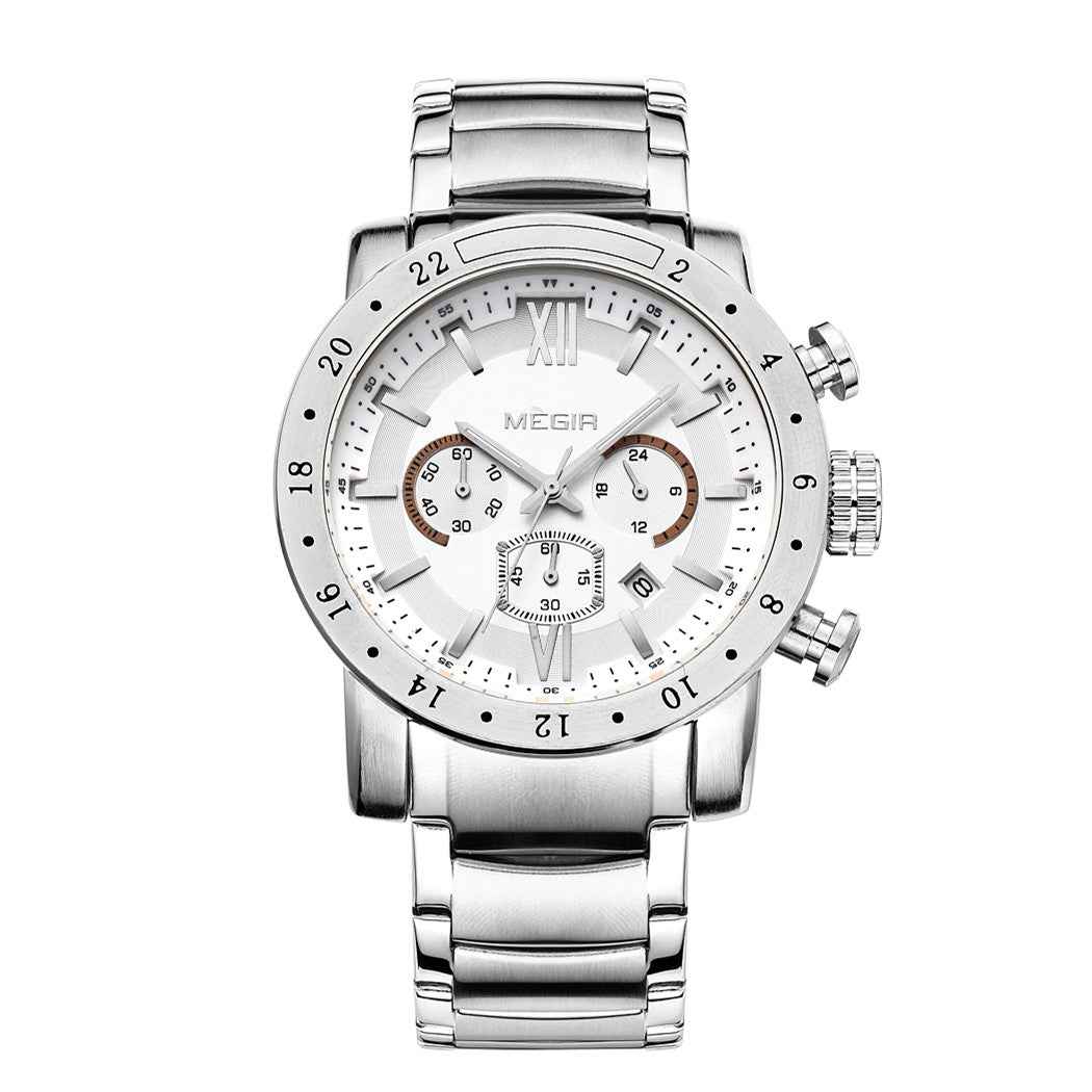 MEGIR Luxury Men's Chronograph Waterproof Quartz Watch - Stainless Steel Business Timepiece