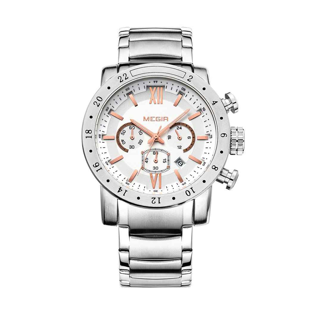 MEGIR Luxury Men's Chronograph Waterproof Quartz Watch - Stainless Steel Business Timepiece