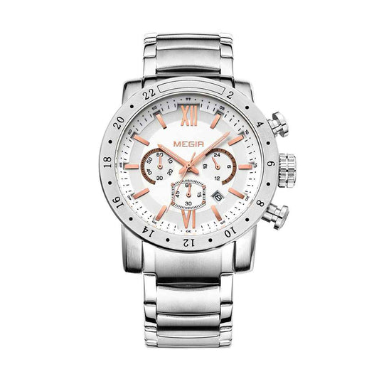 MEGIR Luxury Men's Chronograph Waterproof Quartz Watch - Stainless Steel Business Timepiece
