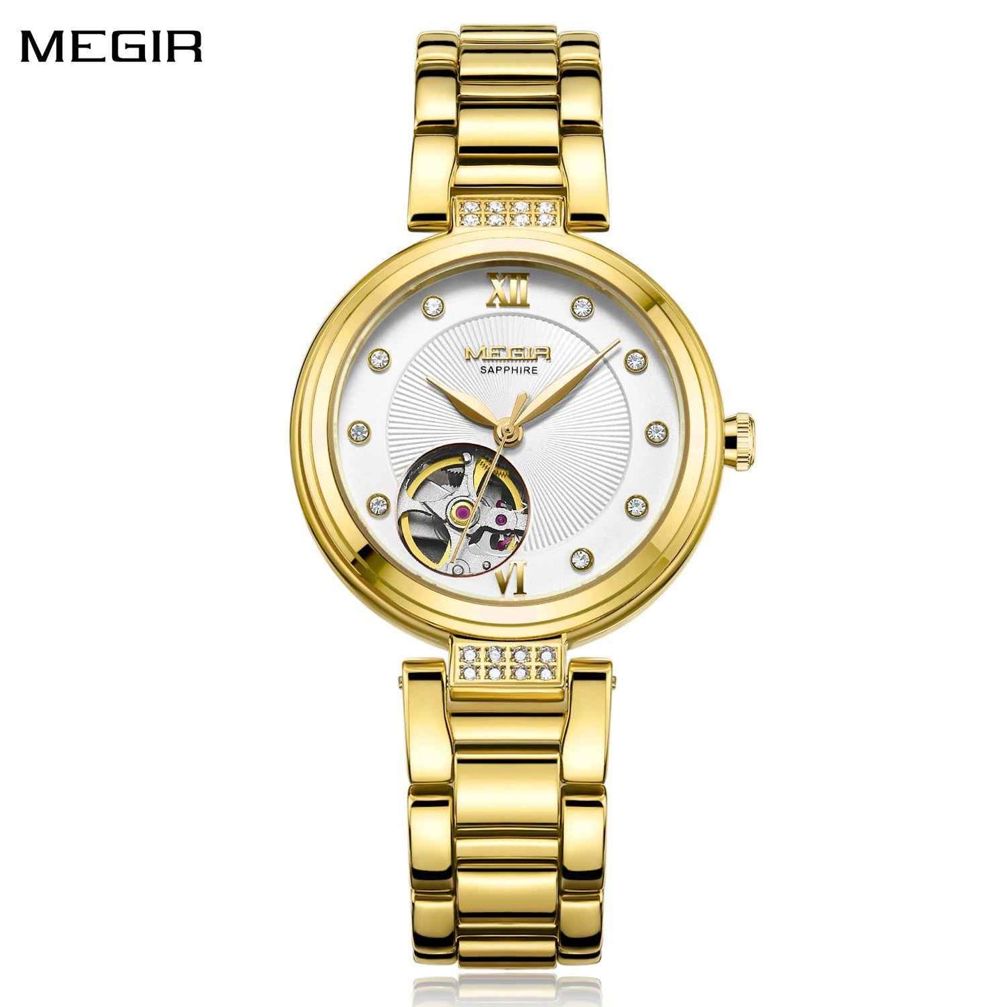 MEGIR Luxury Gold Women Bracelet Watch - Automatic Mechanical Wristwatch