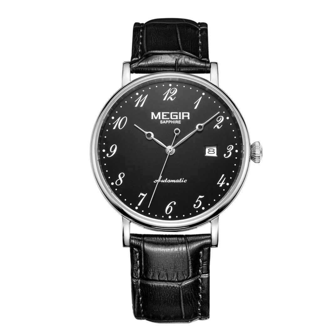 MEGIR Luxury Automatic Mechanical Watch for Men - Sapphire Leather Strap, Waterproof Sports Wristwatch