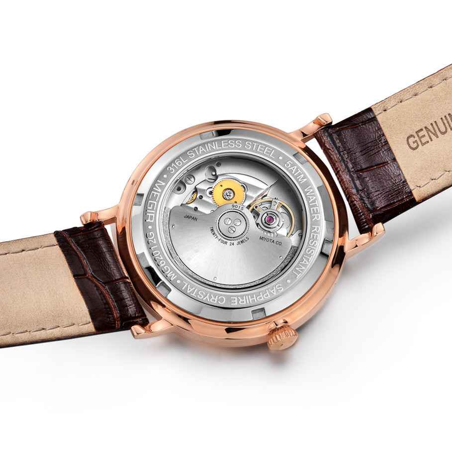 MEGIR Luxury Automatic Mechanical Watch for Men - Sapphire Leather Strap, Waterproof Sports Wristwatch