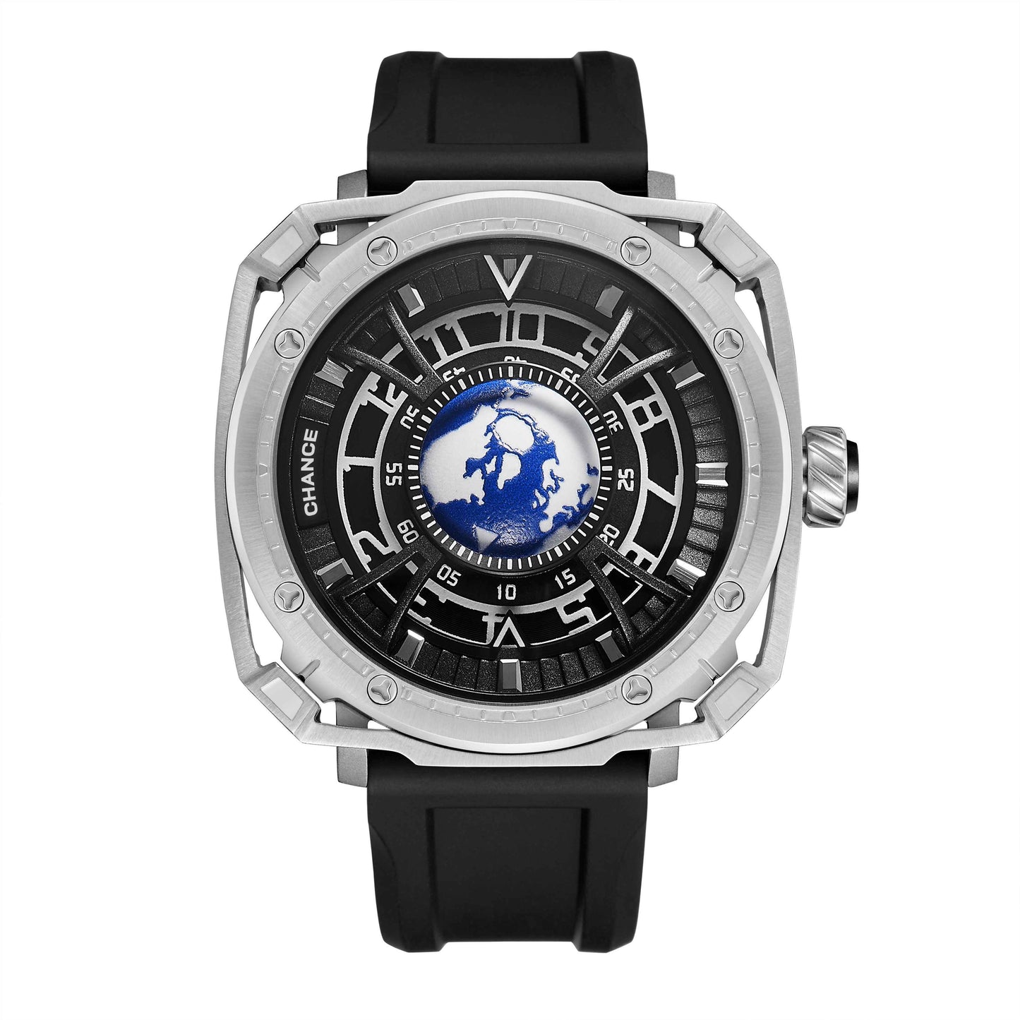 CHANCE Luxury Men Mechanical Wristwatch - Automatic, Stainless Steel & Silicone Strap