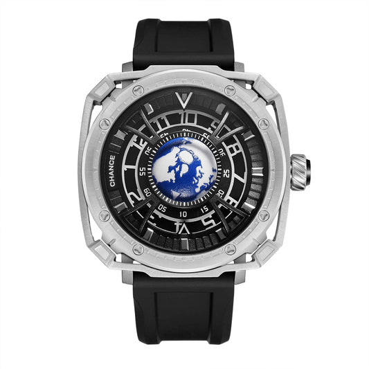 CHANCE Luxury Men Mechanical Wristwatch - Automatic, Stainless Steel & Silicone Strap