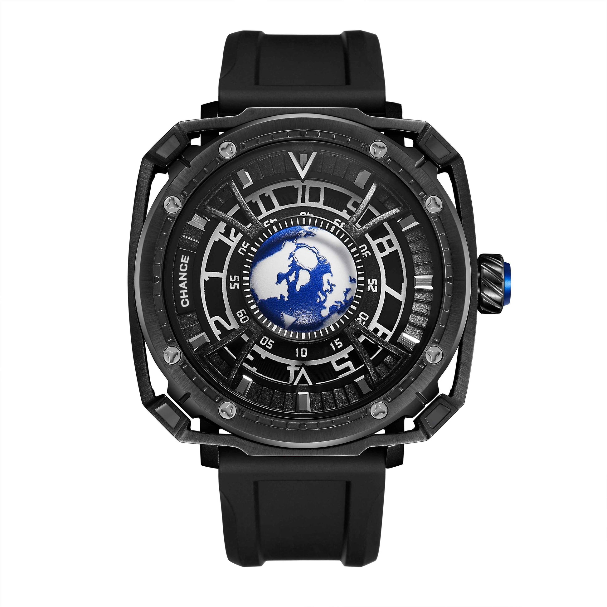 CHANCE Luxury Men Mechanical Wristwatch - Automatic, Stainless Steel & Silicone Strap