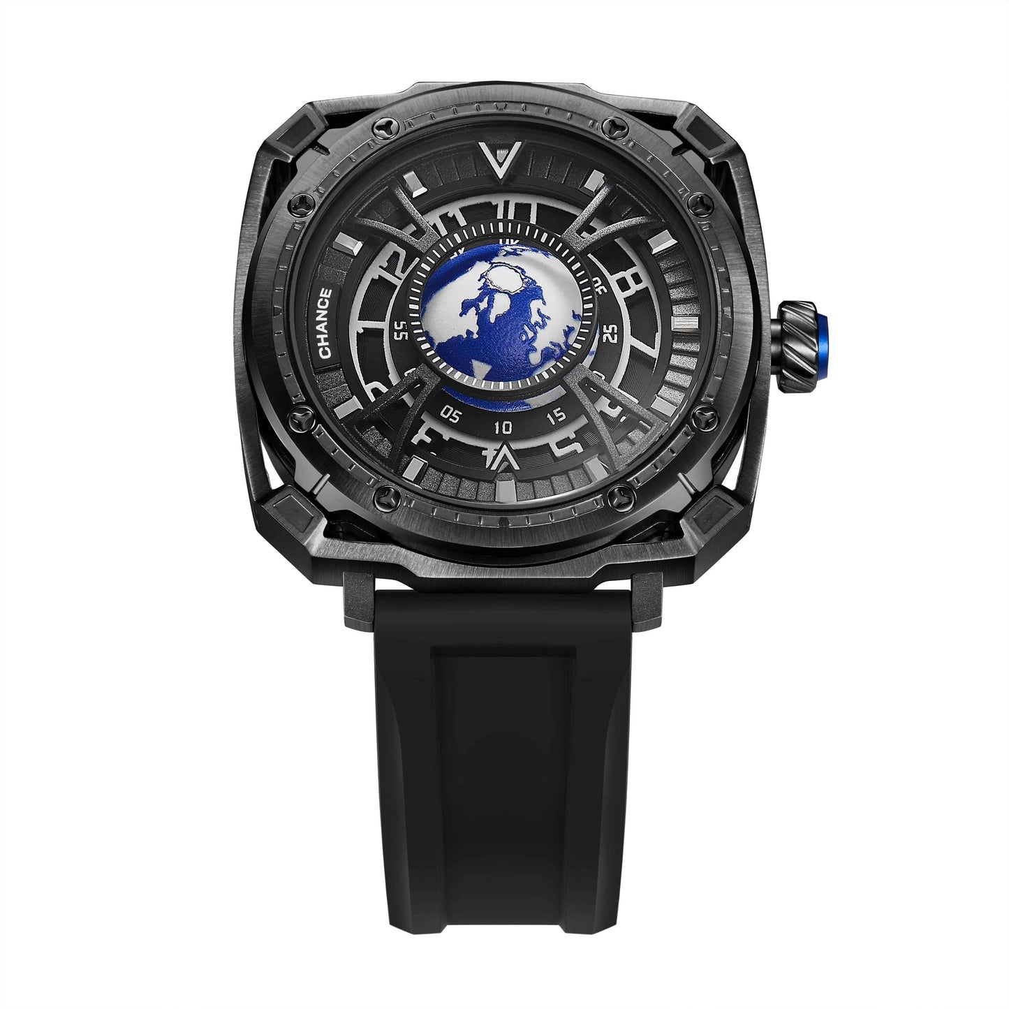 CHANCE Luxury Men Mechanical Wristwatch - Automatic, Stainless Steel & Silicone Strap