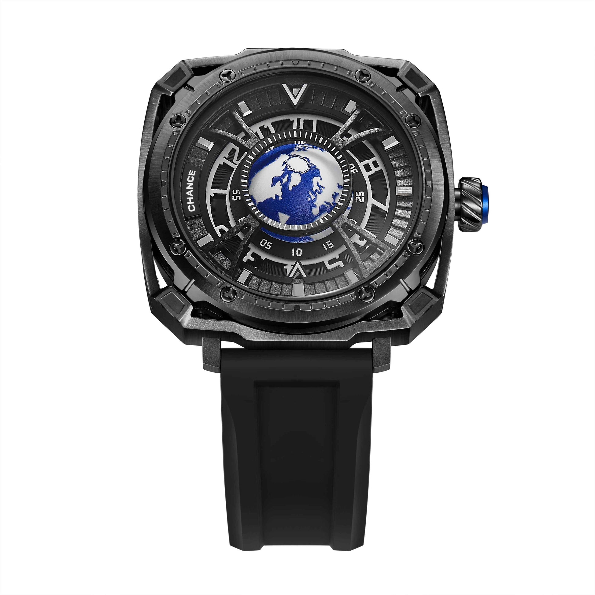 CHANCE Luxury Men Mechanical Wristwatch - Automatic, Stainless Steel & Silicone Strap