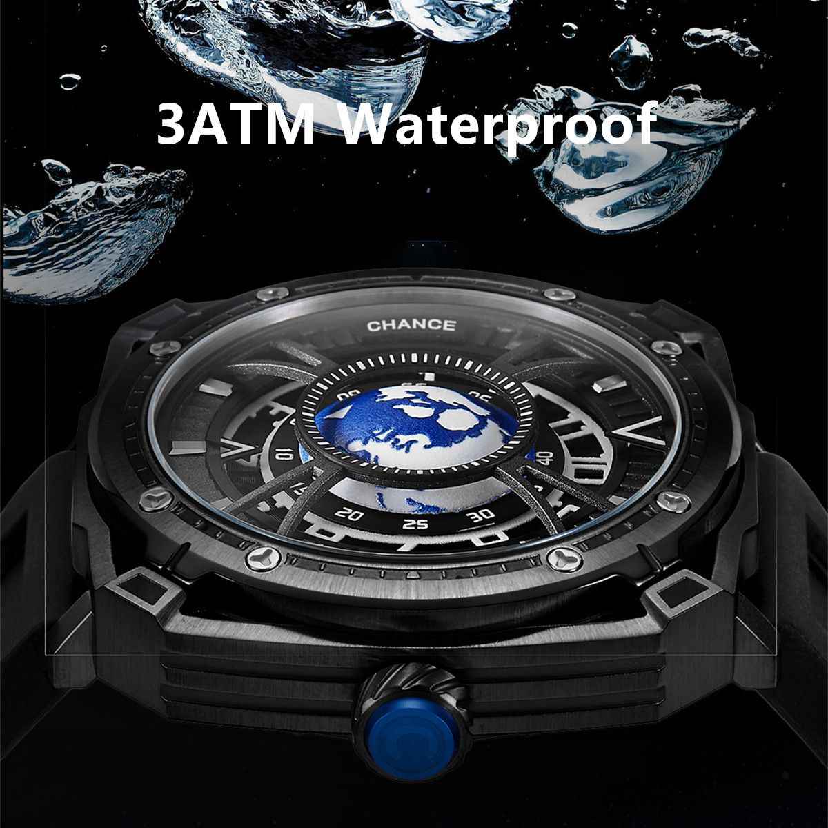CHANCE Luxury Men Mechanical Wristwatch - Automatic, Stainless Steel & Silicone Strap