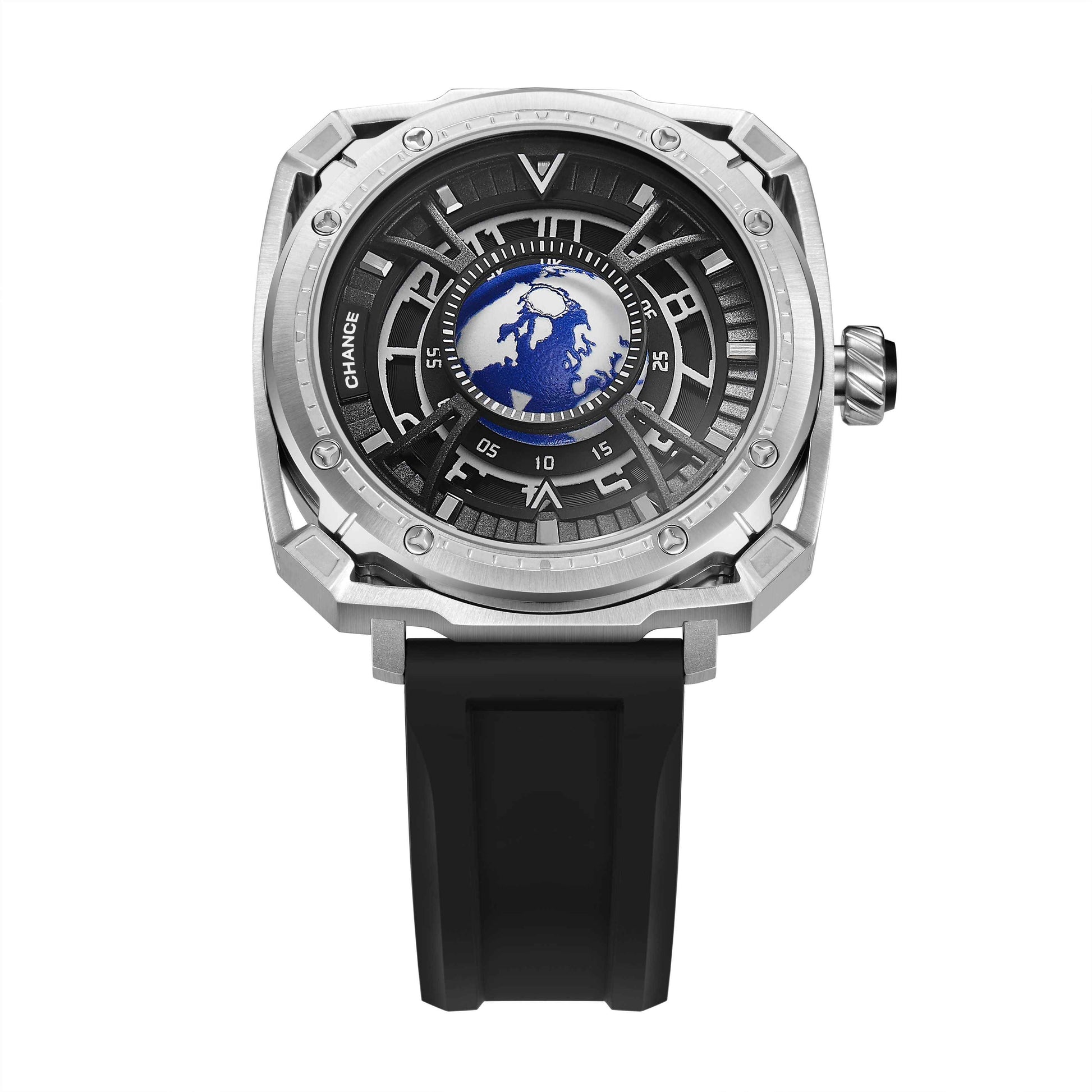 CHANCE Luxury Men Mechanical Wristwatch - Automatic, Stainless Steel & Silicone Strap