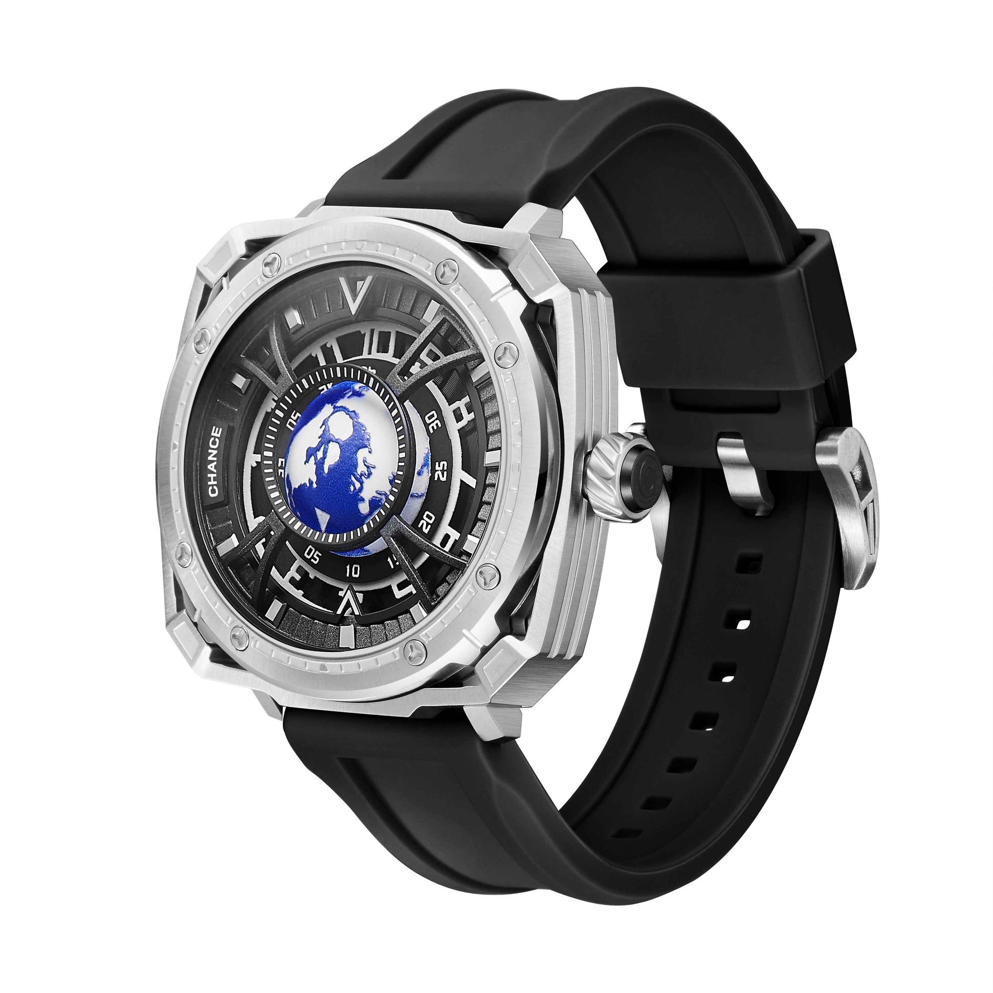 CHANCE Luxury Men Mechanical Wristwatch - Automatic, Stainless Steel & Silicone Strap