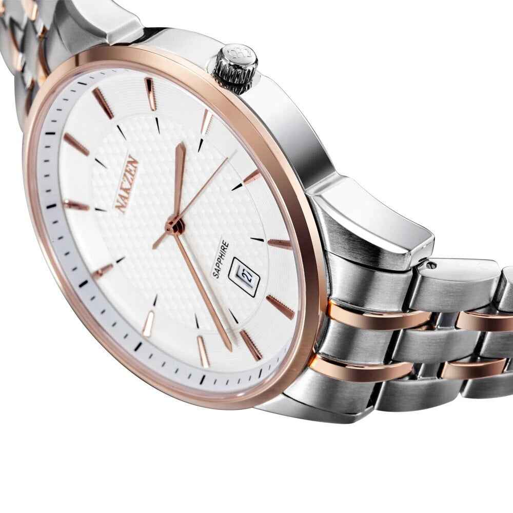 NAKZEN Luxury Men's Waterproof Quartz Watch - Rose Gold Stainless Steel