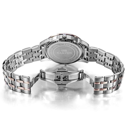 NAKZEN Luxury Men's Waterproof Quartz Watch - Rose Gold Stainless Steel