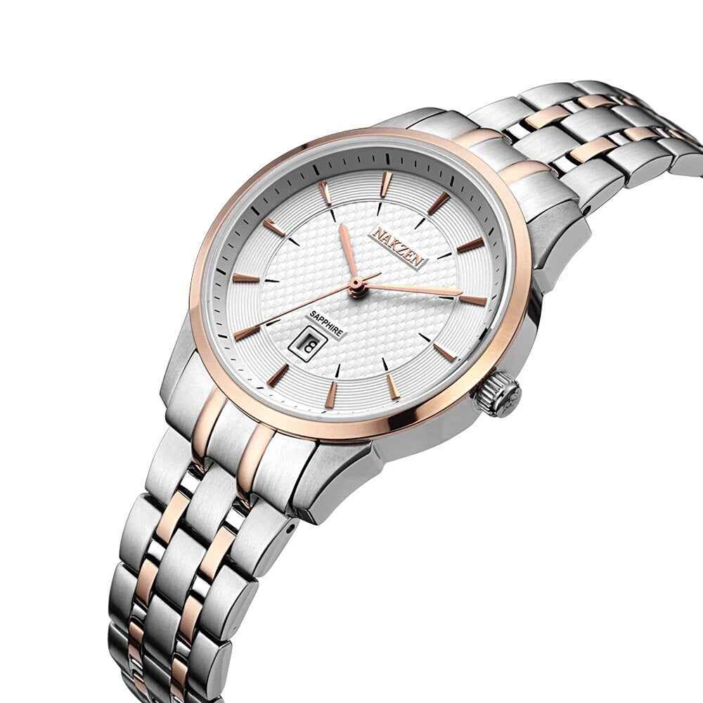 NAKZEN Luxury Men's Waterproof Quartz Watch - Rose Gold Stainless Steel