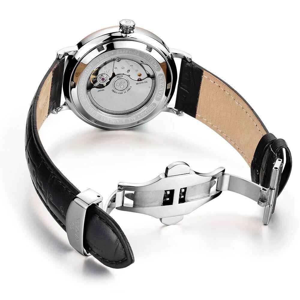 NAKZEN Men Business Automatic Mechanical Watch - Luxury Leather Wrist Watch for Men