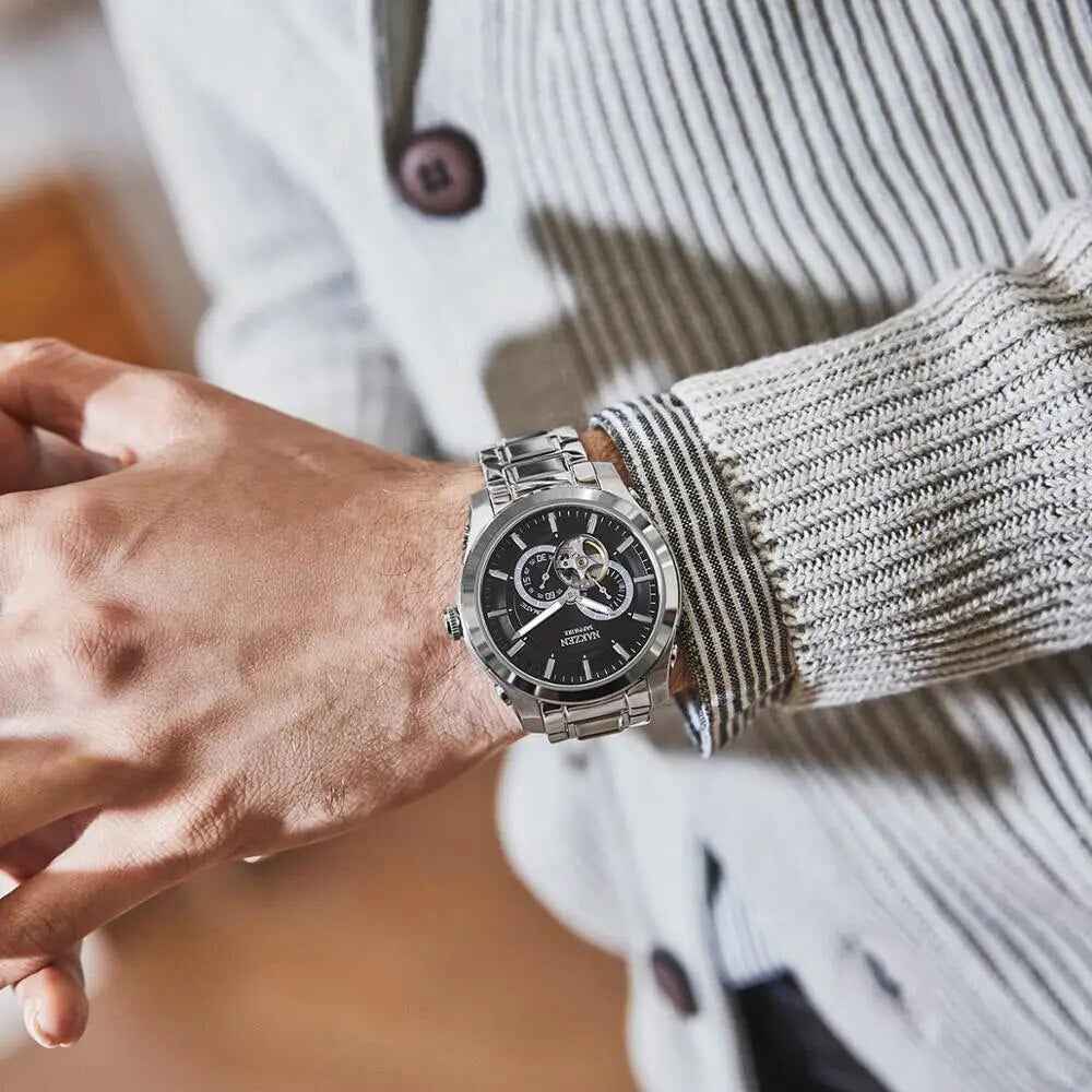 NAKZEN Men's Automatic Watch - Luxury Sapphire Mechanical Wristwatch with Waterproof Stainless Steel Design