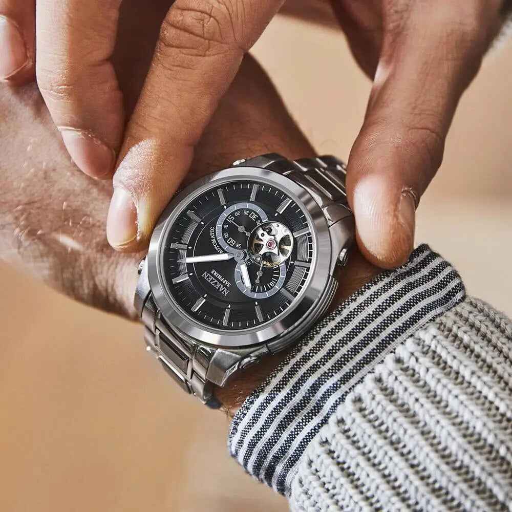 NAKZEN Men's Automatic Watch - Luxury Sapphire Mechanical Wristwatch with Waterproof Stainless Steel Design