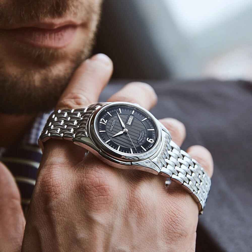 NAKZEN Men's Automatic Mechanical Watch with Miyota 8205 Movement - Business Waterproof Stainless Steel Watch