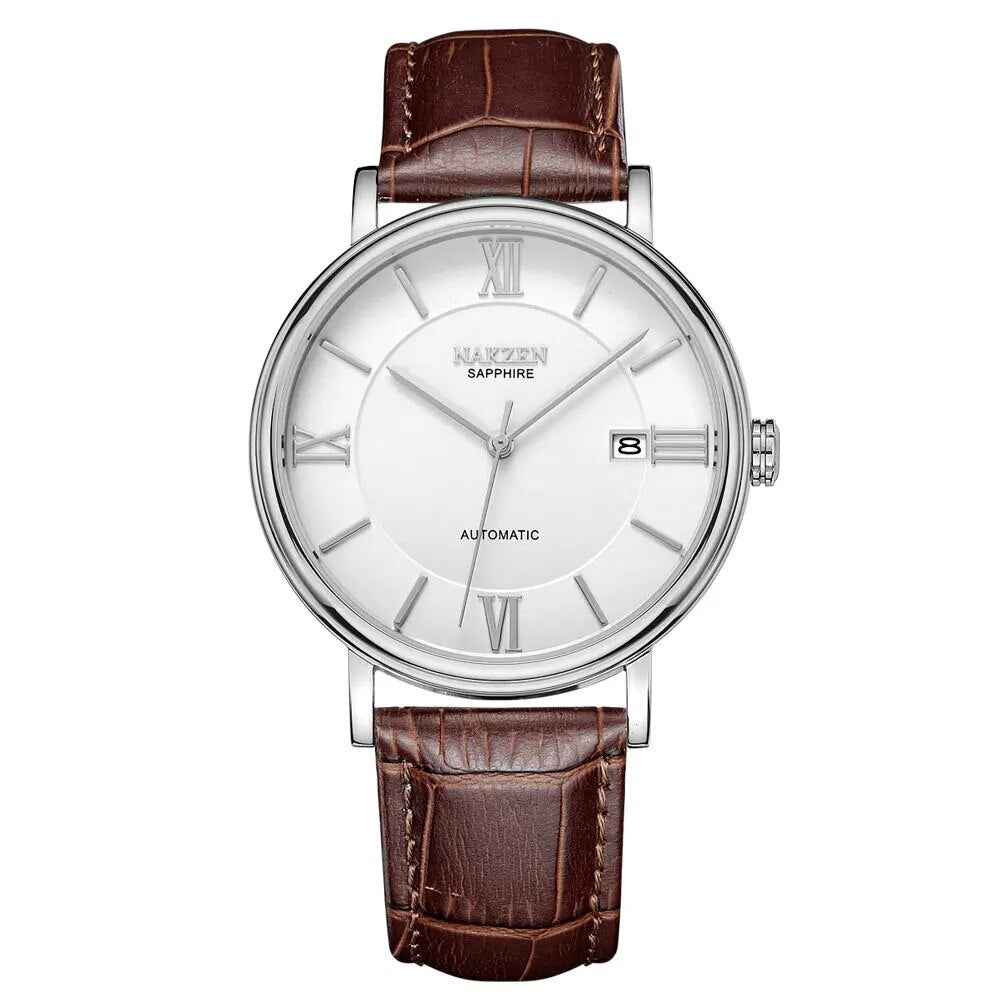 NAKZEN Men Business Automatic Mechanical Watch - Luxury Leather Wrist Watch for Men