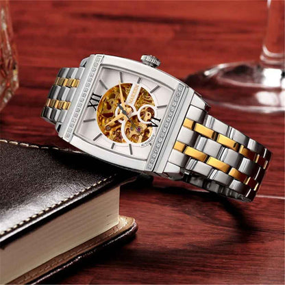 NAKZEN Rectangle Automatic Mechanical Men Watches Unique Design Tourbillon Skeleton Watch Luxury Valuable Male Clock Wrist Watch
