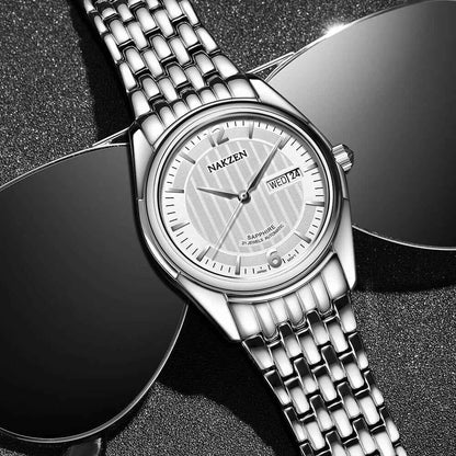 NAKZEN Men's Automatic Mechanical Watch with Miyota 8205 Movement - Business Waterproof Stainless Steel Watch