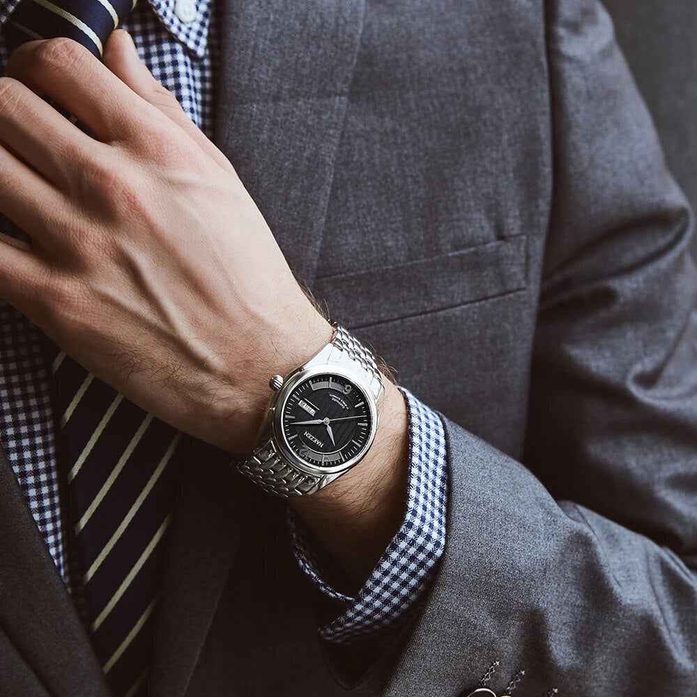 NAKZEN Men's Automatic Mechanical Watch with Miyota 8205 Movement - Business Waterproof Stainless Steel Watch