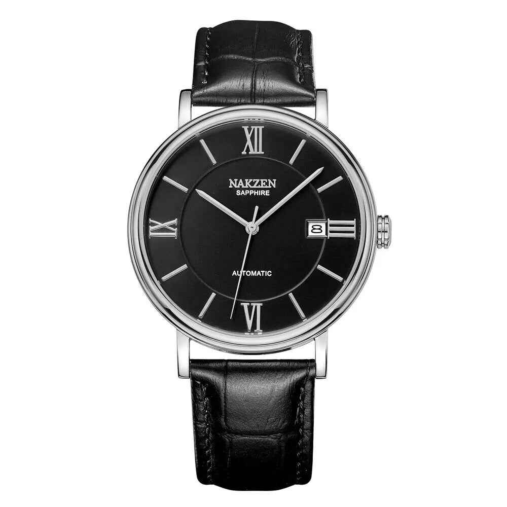 NAKZEN Men Business Automatic Mechanical Watch - Luxury Leather Wrist Watch for Men