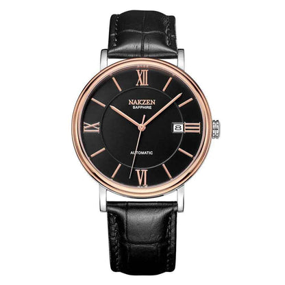 NAKZEN Men Business Automatic Mechanical Watch - Luxury Leather Wrist Watch for Men