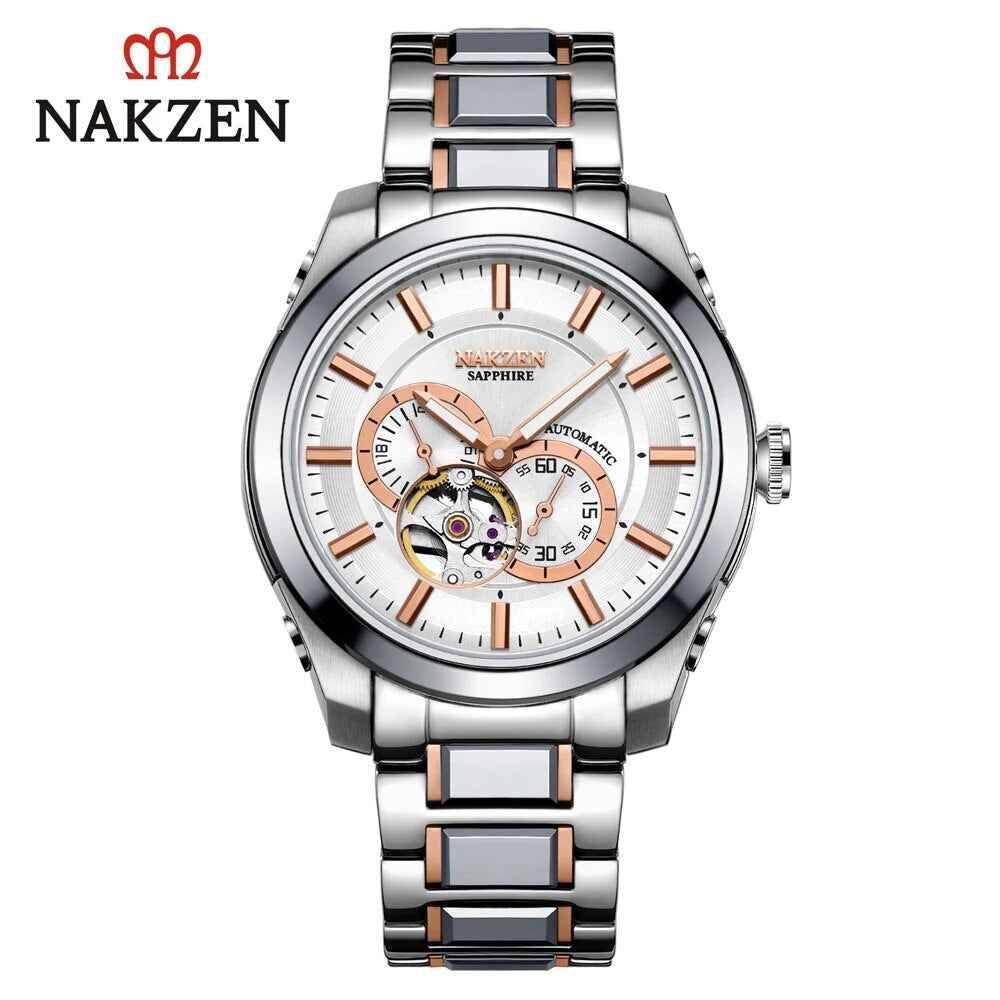 NAKZEN Men's Automatic Watch - Luxury Sapphire Mechanical Wristwatch with Waterproof Stainless Steel Design