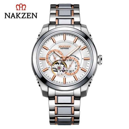 NAKZEN Men's Automatic Watch - Luxury Sapphire Mechanical Wristwatch with Waterproof Stainless Steel Design