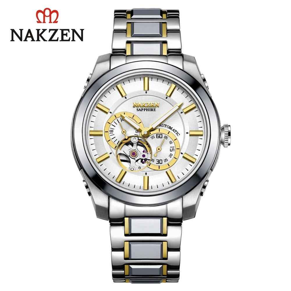 NAKZEN Men's Automatic Watch - Luxury Sapphire Mechanical Wristwatch with Waterproof Stainless Steel Design