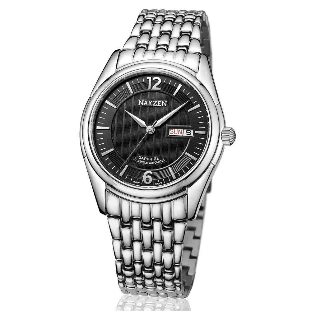 NAKZEN Men's Automatic Mechanical Watch with Miyota 8205 Movement - Business Waterproof Stainless Steel Watch