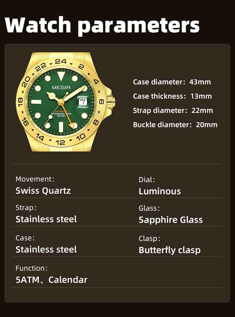 MEGIR Original Luxury Men Analogue Quartz Watch