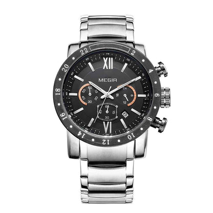 MEGIR Luxury Men's Chronograph Waterproof Quartz Watch - Stainless Steel Business Timepiece