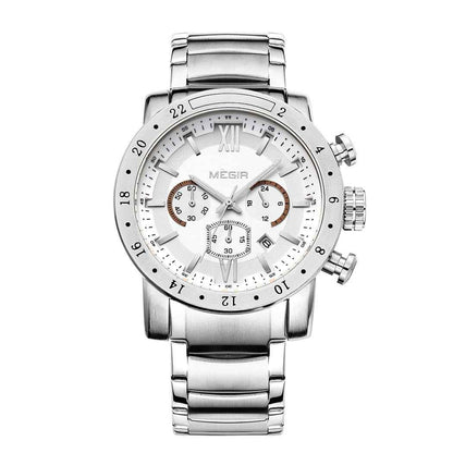 MEGIR Luxury Men's Chronograph Waterproof Quartz Watch - Stainless Steel Business Timepiece
