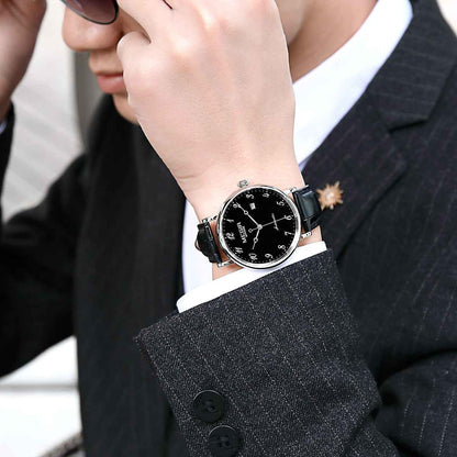 MEGIR Luxury Automatic Mechanical Watch for Men - Sapphire Leather Strap, Waterproof Sports Wristwatch