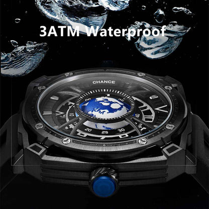 CHANCE Luxury Men Mechanical Wristwatch - Automatic, Stainless Steel & Silicone Strap