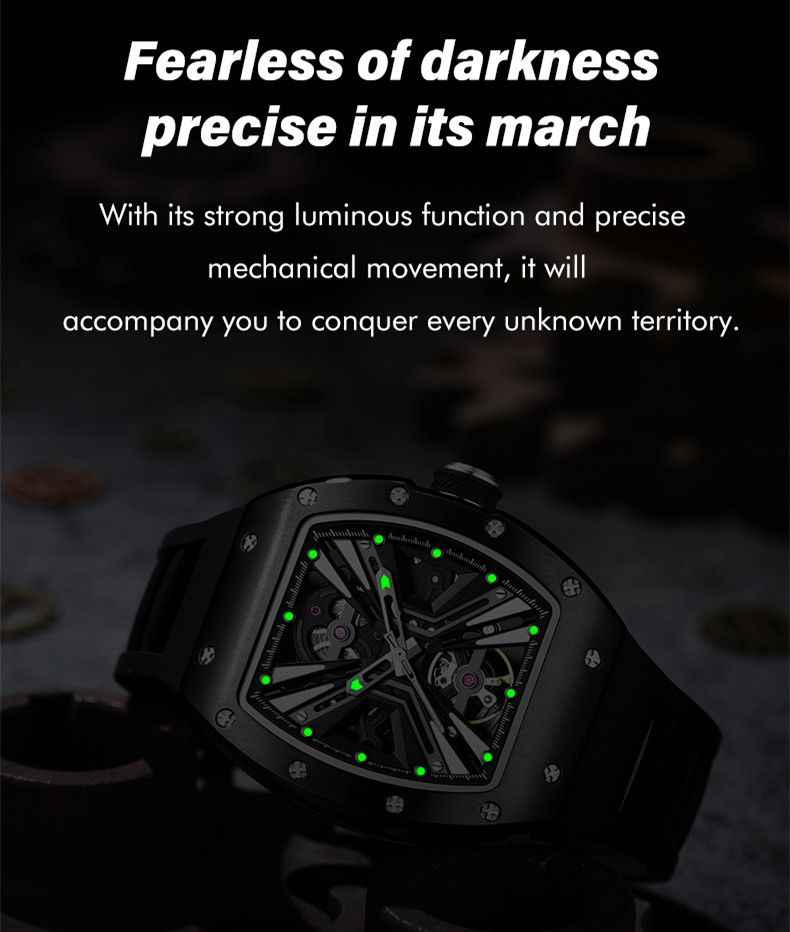 New Skeleton Dial Men's Automatic Mechanical Watch - 30M Waterproof Sports Gift 9190-4