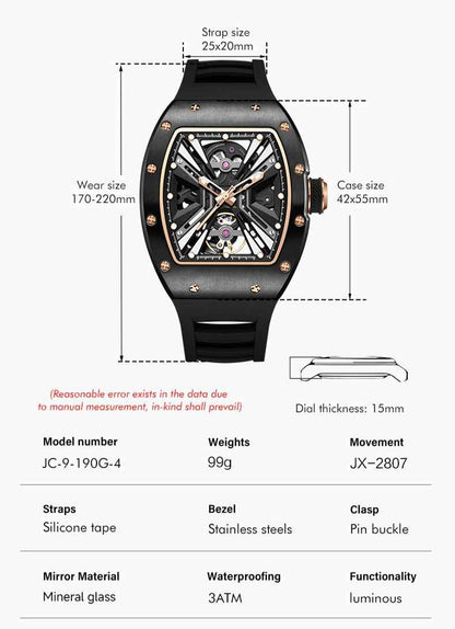 New Skeleton Dial Men's Automatic Mechanical Watch - 30M Waterproof Sports Gift 9190-4