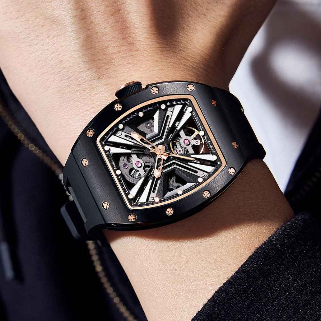 New Skeleton Dial Men's Automatic Mechanical Watch - 30M Waterproof Sports Gift 9190-4