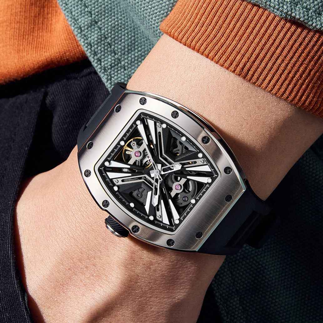 New Skeleton Dial Men's Automatic Mechanical Watch - 30M Waterproof Sports Gift 9190-4