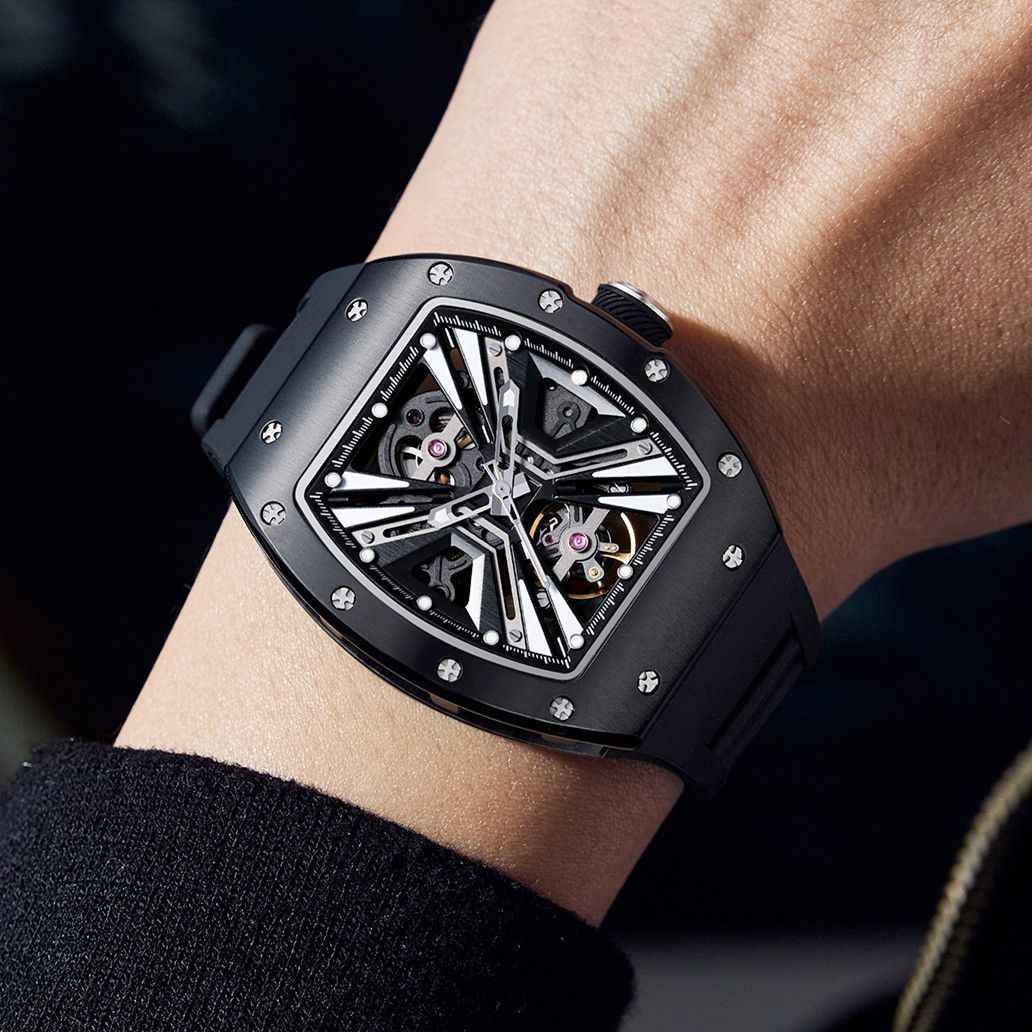 New Skeleton Dial Men's Automatic Mechanical Watch - 30M Waterproof Sports Gift 9190-4