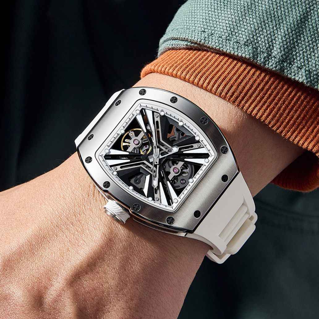 New Skeleton Dial Men's Automatic Mechanical Watch - 30M Waterproof Sports Gift 9190-4